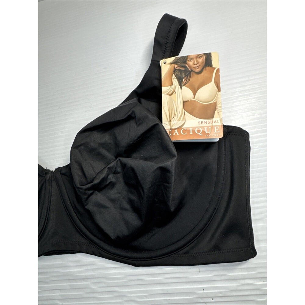 Cacique Sensual Women's Full Coverage Underwired Balconette Bra Black Sz 46DDD - Picture 4 of 12